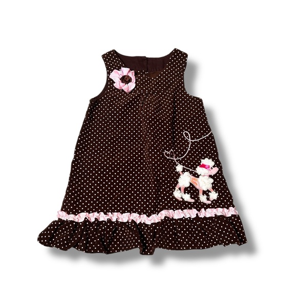 Samara Cute Brown Polka Dot Dress With Dog A-27 - Picture 1 of 6